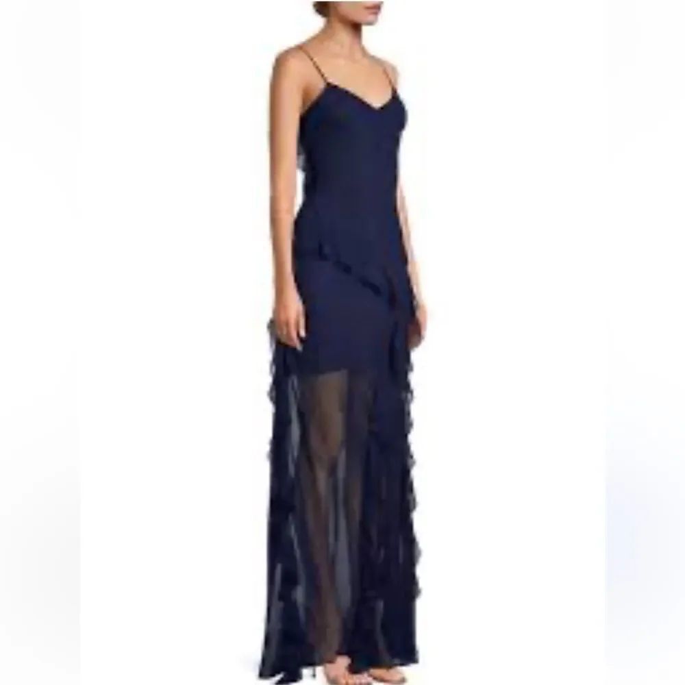 NWT MILLY Raya CHIFFON DEVORE DRESS Navy Size 12